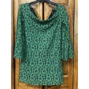 Olivaceous Small Green Lace on Black lining Blouse